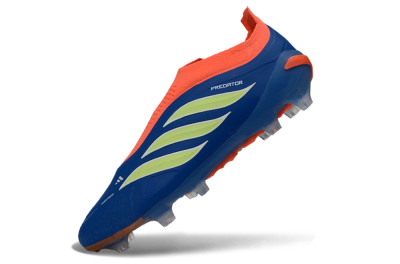 Men's Adidas Predator 26 Elite Laceless FG Football Boots - Blue/Bright Orange/Lime Green