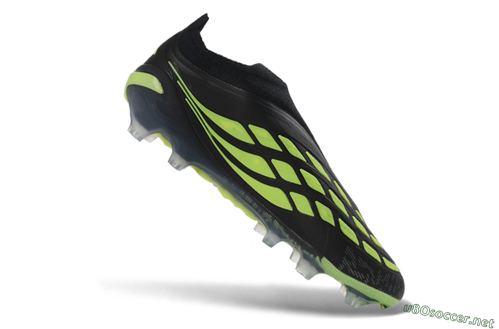 Men's Adidas Predator 26 Elite Laceless FG Football Boots - Black/Lime Green/White 4