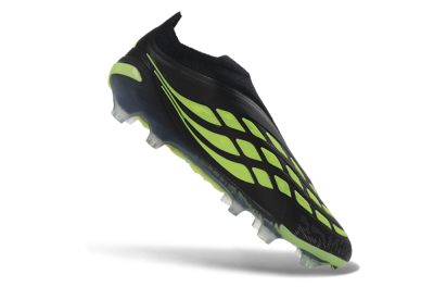 Men's Adidas Predator 26 Elite Laceless FG Football Boots - Black/Lime Green/White