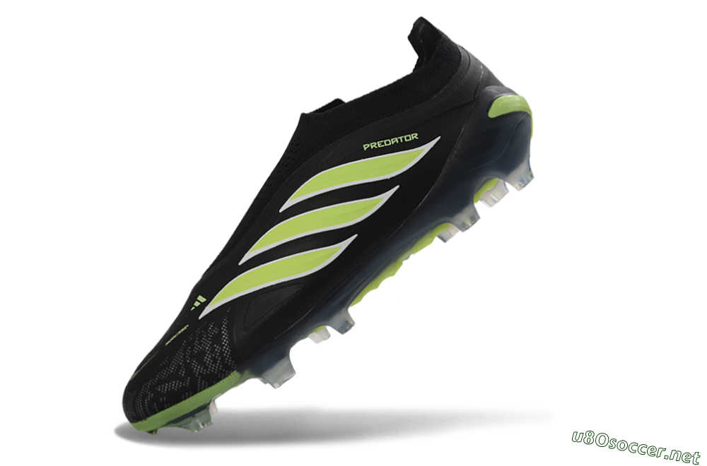 Men's Adidas Predator 26 Elite Laceless FG Football Boots - Black/Lime Green/White 5