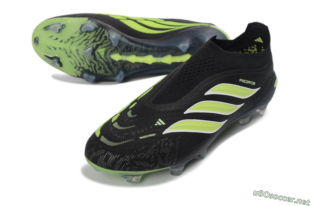 Men's Adidas Predator 26 Elite Laceless FG Football Boots - Black/Lime Green/White 3
