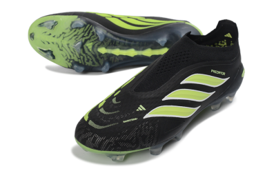Men's Adidas Predator 26 Elite Laceless FG Football Boots - Black/Lime Green/White