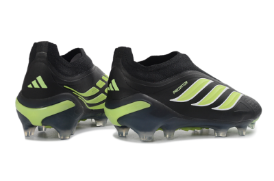 Men's Adidas Predator 26 Elite Laceless FG Football Boots - Black/Lime Green/White