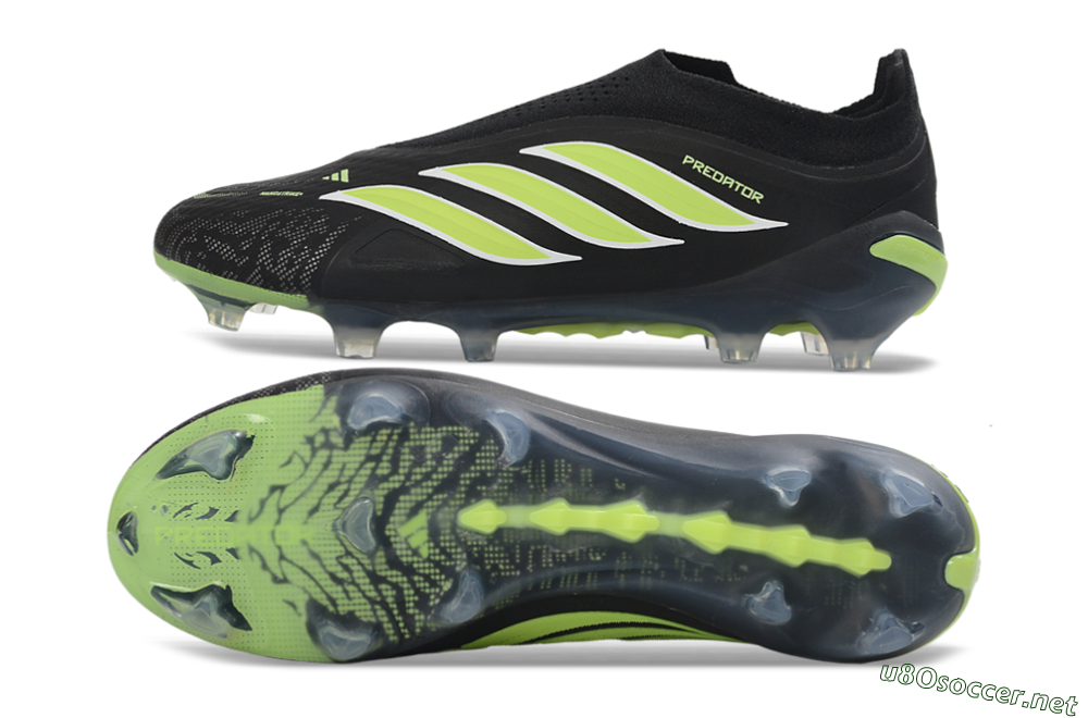 Men's Adidas Predator 26 Elite Laceless FG Football Boots - Black/Lime Green/White 1