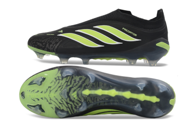 Men's Adidas Predator 26 Elite Laceless FG Football Boots - Black/Lime Green/White