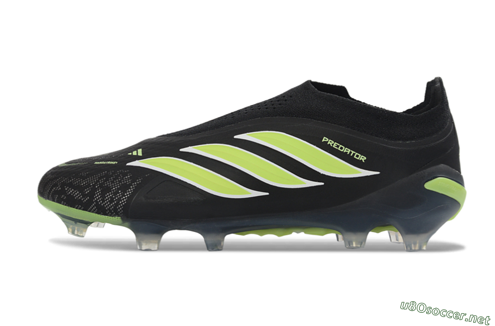 Men's Adidas Predator 26 Elite Laceless FG Football Boots - Black/Lime Green/White 0