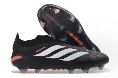 Men's Adidas Predator 26 Elite Laceless FG Football Boots - Black/White/Coral