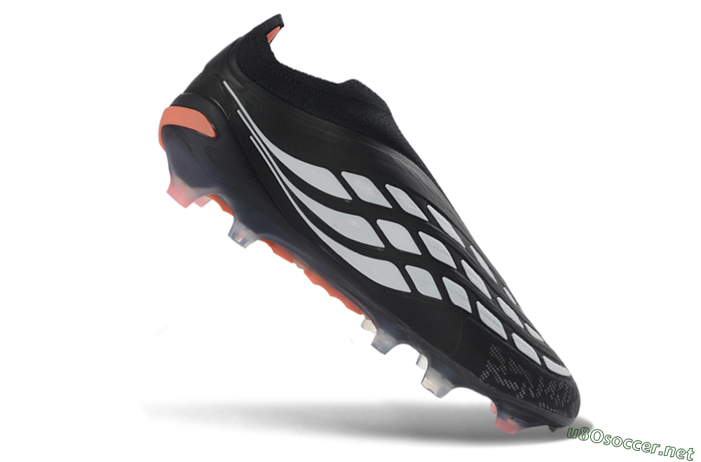 Men's Adidas Predator 26 Elite Laceless FG Football Boots - Black/White/Coral 4