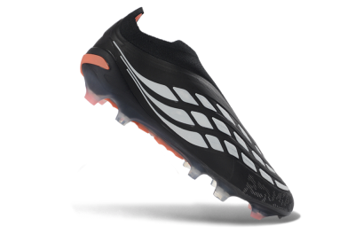 Men's Adidas Predator 26 Elite Laceless FG Football Boots - Black/White/Coral