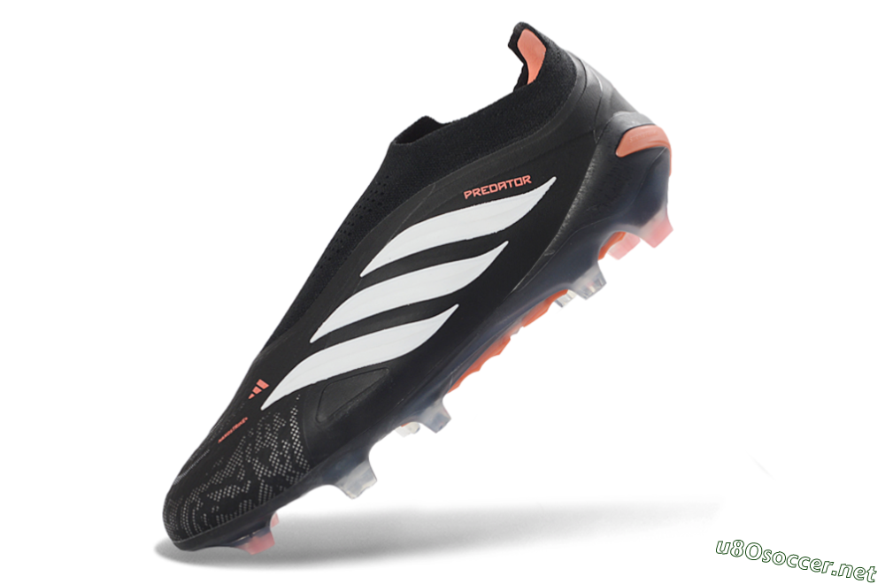 Men's Adidas Predator 26 Elite Laceless FG Football Boots - Black/White/Coral 5