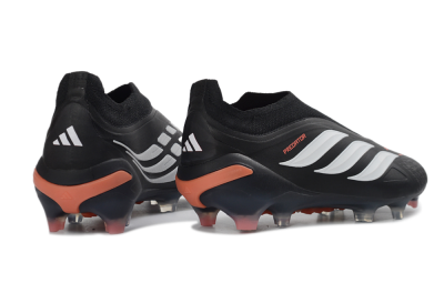 Men's Adidas Predator 26 Elite Laceless FG Football Boots - Black/White/Coral