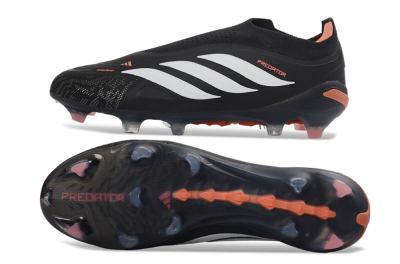 Men's Adidas Predator 26 Elite Laceless FG Football Boots - Black/White/Coral