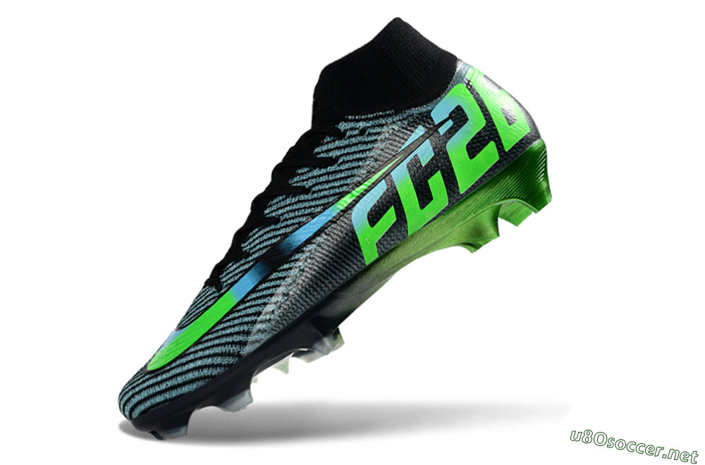 Men's EAFC x Nike Air Zoom Mercurial Superfly 10 Elite FG Football Boots - Black/Neon Green/Blue Shade 5