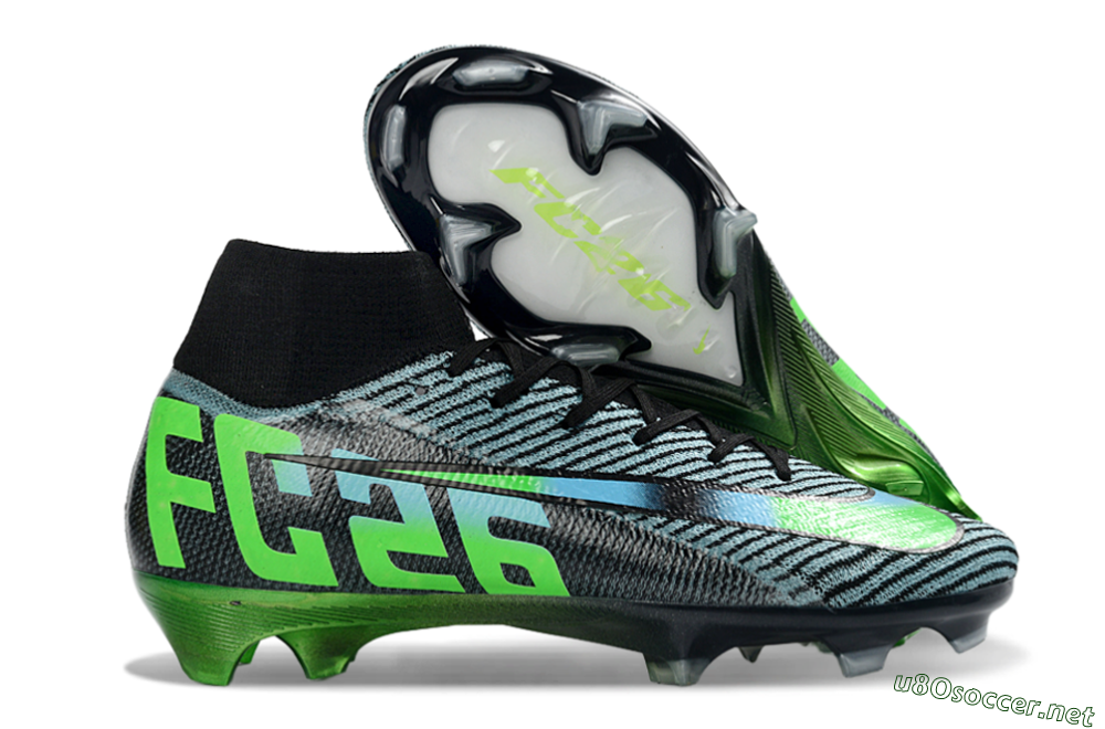 Men's EAFC x Nike Air Zoom Mercurial Superfly 10 Elite FG Football Boots - Black/Neon Green/Blue Shade 2