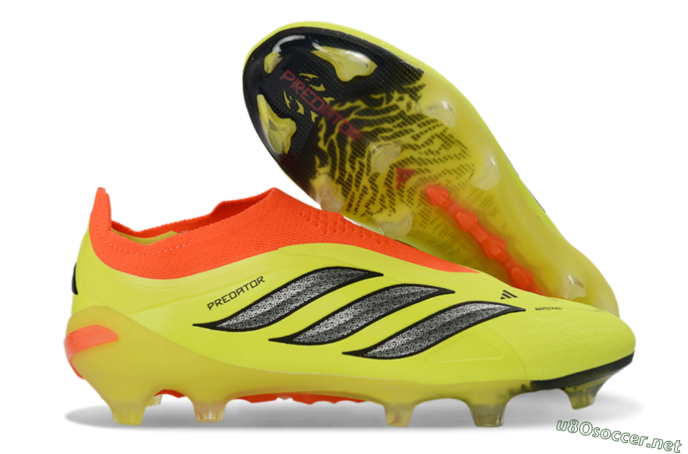 Men's Adidas Predator 26 Elite Laceless FG Football Boots - Yellow/Electric Yellow/Fiery Orange 2