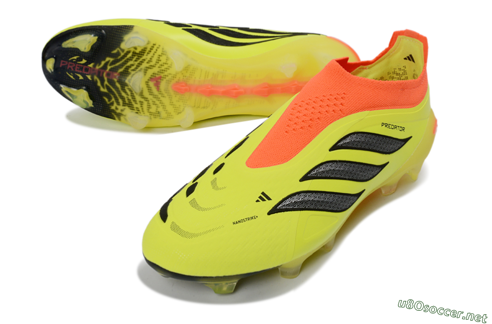 Men's Adidas Predator 26 Elite Laceless FG Football Boots - Yellow/Electric Yellow/Fiery Orange 3