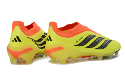 Men's Adidas Predator 26 Elite Laceless FG Football Boots - Yellow/Electric Yellow/Fiery Orange