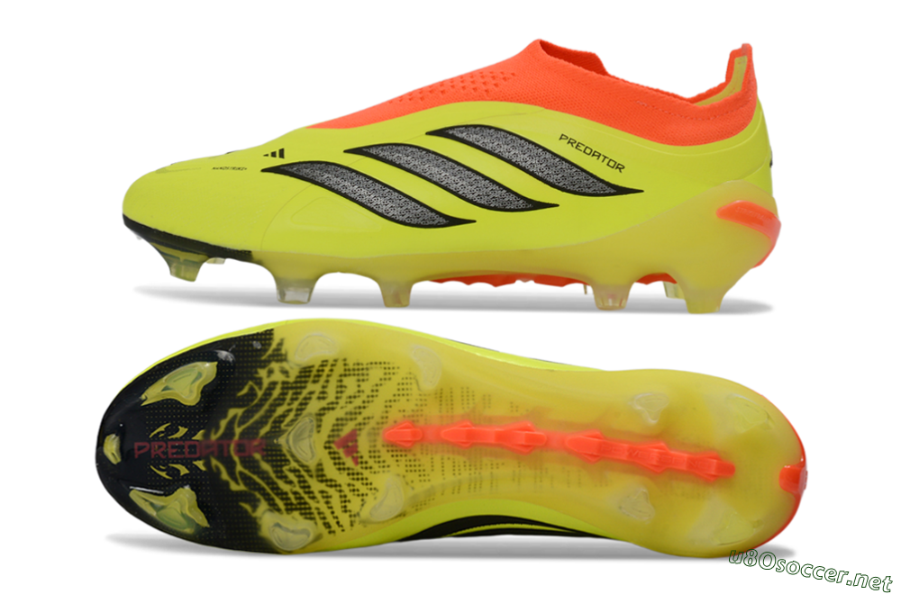 Men's Adidas Predator 26 Elite Laceless FG Football Boots - Yellow/Electric Yellow/Fiery Orange 1