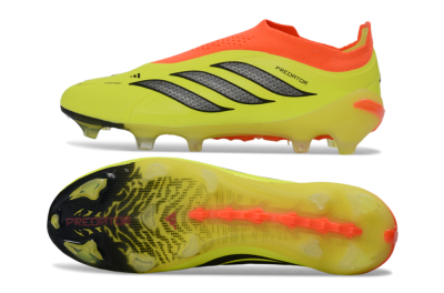Men's Adidas Predator 26 Elite Laceless FG Football Boots - Yellow/Electric Yellow/Fiery Orange