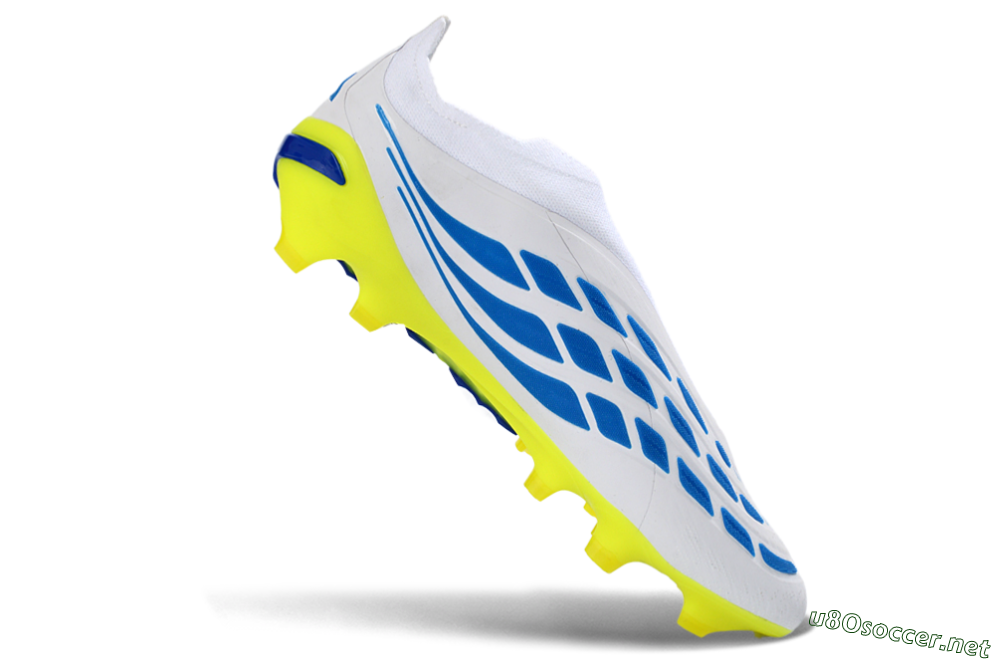 Men's Adidas Predator 26 Elite Laceless FG Football Boots - White/Electric Yellow/Deep Purple 4