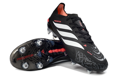 Men's Adidas Predator 26 Elite SG Football Boots - Black/Electric Red/Steel Grey