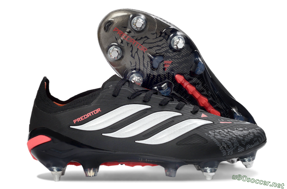 Men's Adidas Predator 26 Elite SG Football Boots - Black/Electric Red/Steel Grey 2