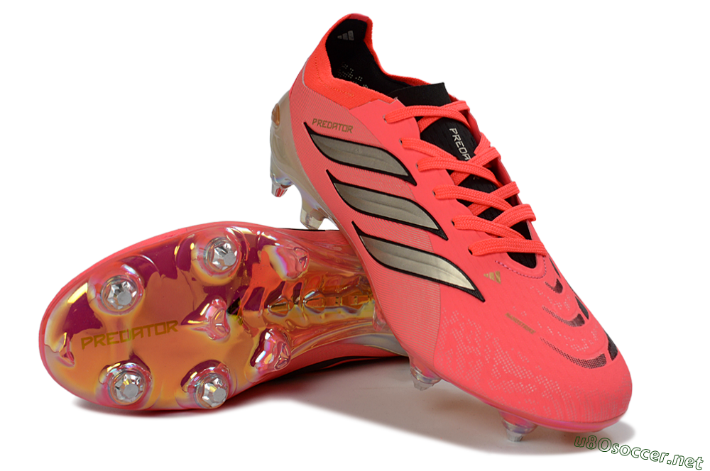 Men's Adidas Predator 26 Elite SG Football Boots - Pink/Fluorescent Pink/Metallic Silver 3