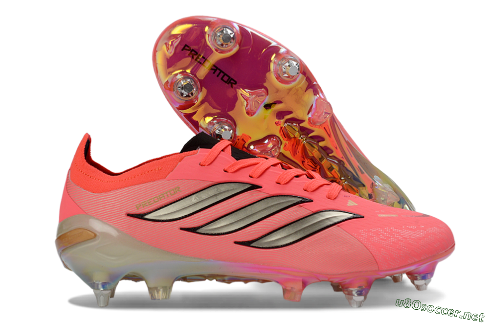 Men's Adidas Predator 26 Elite SG Football Boots - Pink/Fluorescent Pink/Metallic Silver 2