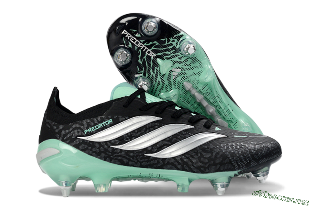 Men's Adidas Predator 26 Elite SG Football Boots - Black/Mint Green/Graphite Grey 2