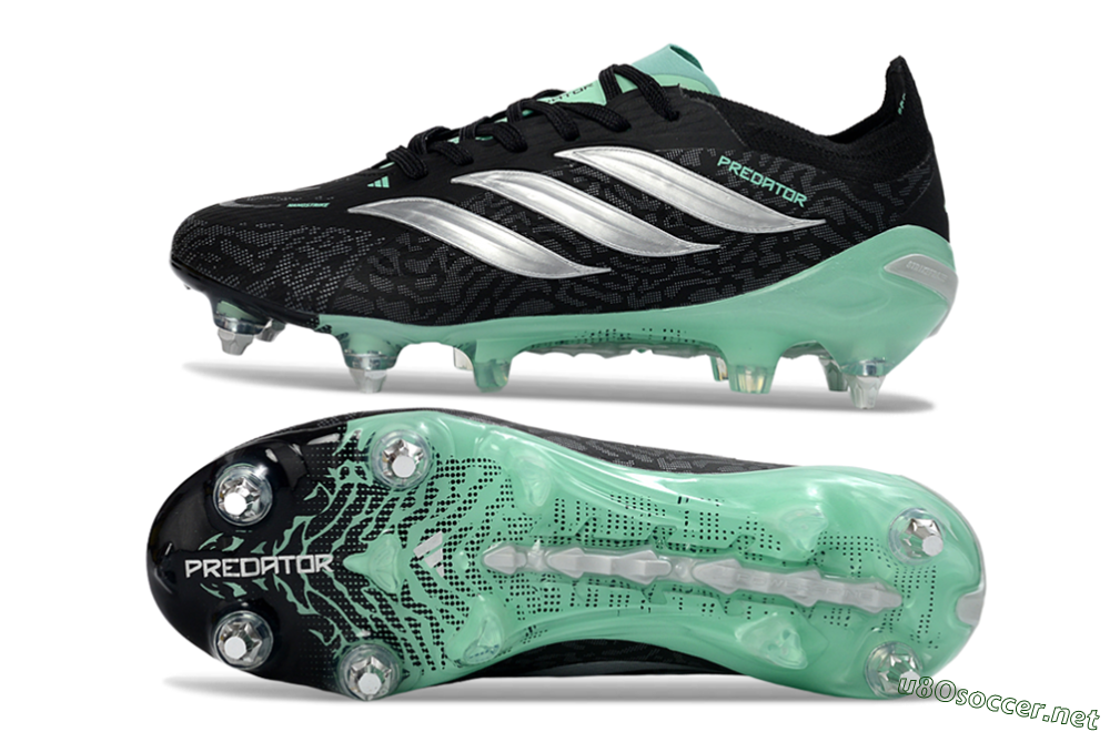 Men's Adidas Predator 26 Elite SG Football Boots - Black/Mint Green/Graphite Grey 1