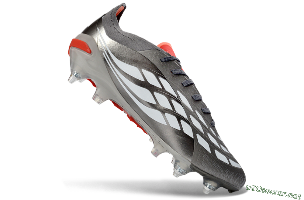 Men's Adidas Predator 26 Elite SG Football Boots - Gray/Vibrant Red/Silver 4