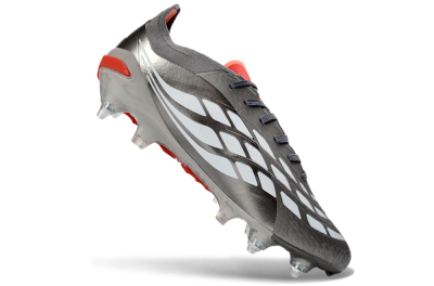 Men's Adidas Predator 26 Elite SG Football Boots - Gray/Vibrant Red/Silver