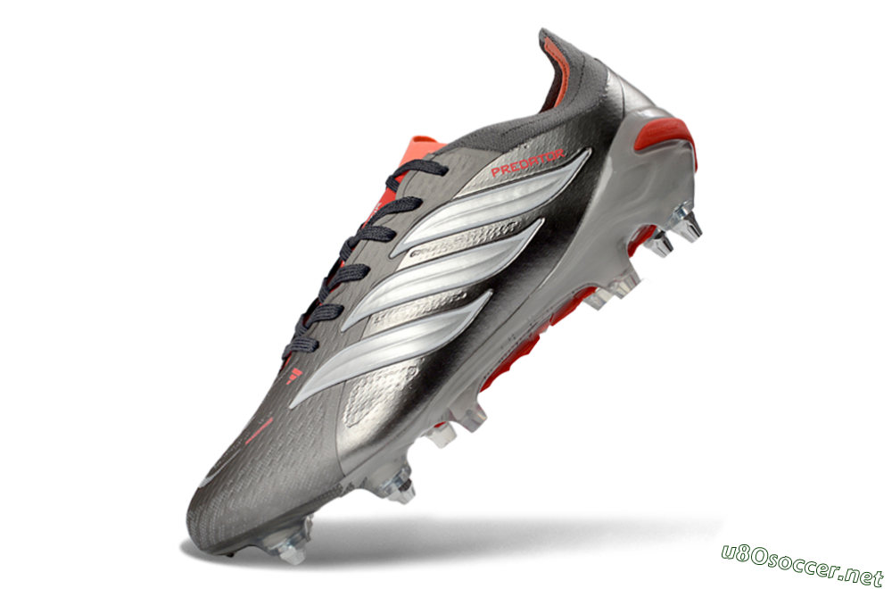 Men's Adidas Predator 26 Elite SG Football Boots - Gray/Vibrant Red/Silver 5