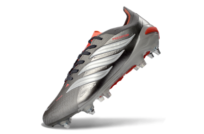 Men's Adidas Predator 26 Elite SG Football Boots - Gray/Vibrant Red/Silver
