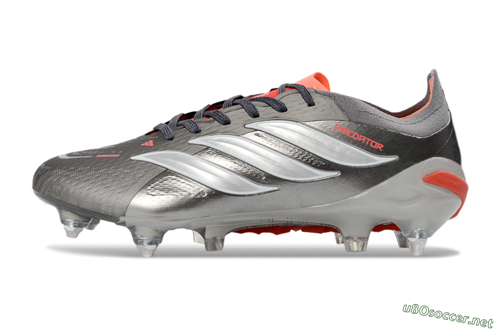 Men's Adidas Predator 26 Elite SG Football Boots - Gray/Vibrant Red/Silver 0