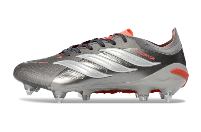 Men's Adidas Predator 26 Elite SG Football Boots - Gray/Vibrant Red/Silver