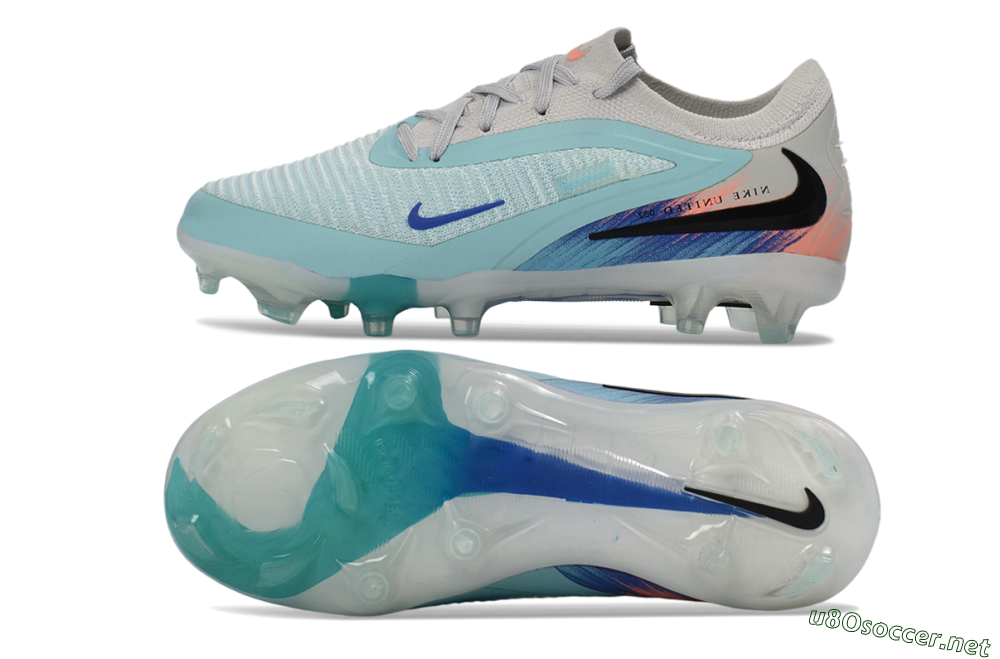 Kids Nike Phantom 6 Elite Low FG Football Boots - Aqua/Soft Coral/Sky Blue 1