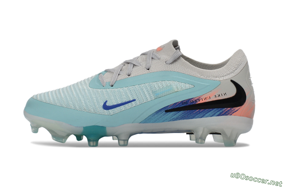 Kids Nike Phantom 6 Elite Low FG Football Boots - Aqua/Soft Coral/Sky Blue 2