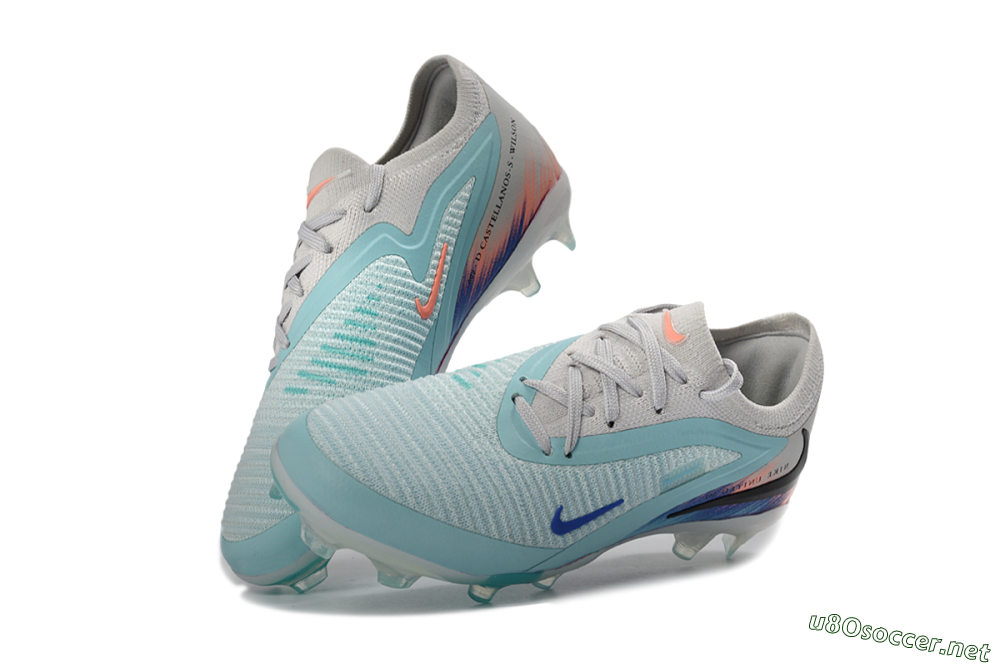 Kids Nike Phantom 6 Elite Low FG Football Boots - Aqua/Soft Coral/Sky Blue 0