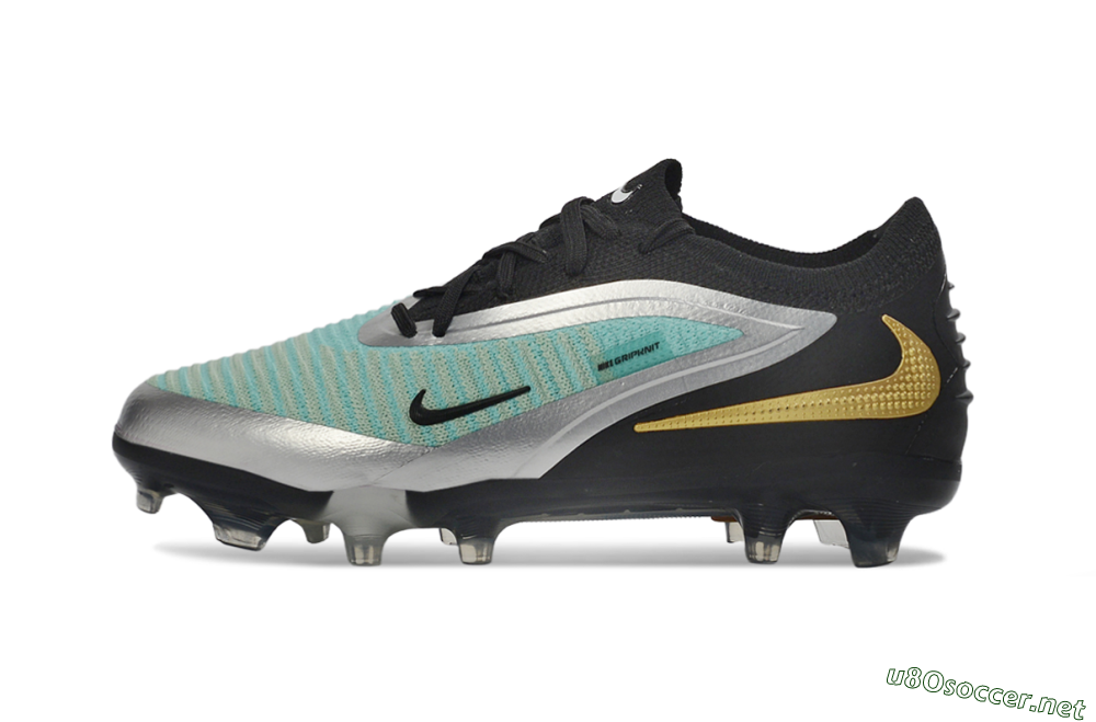 Men's Nike Phantom 6 Elite Low FG Football Boots - Aqua/Metallic Silver/Black 2