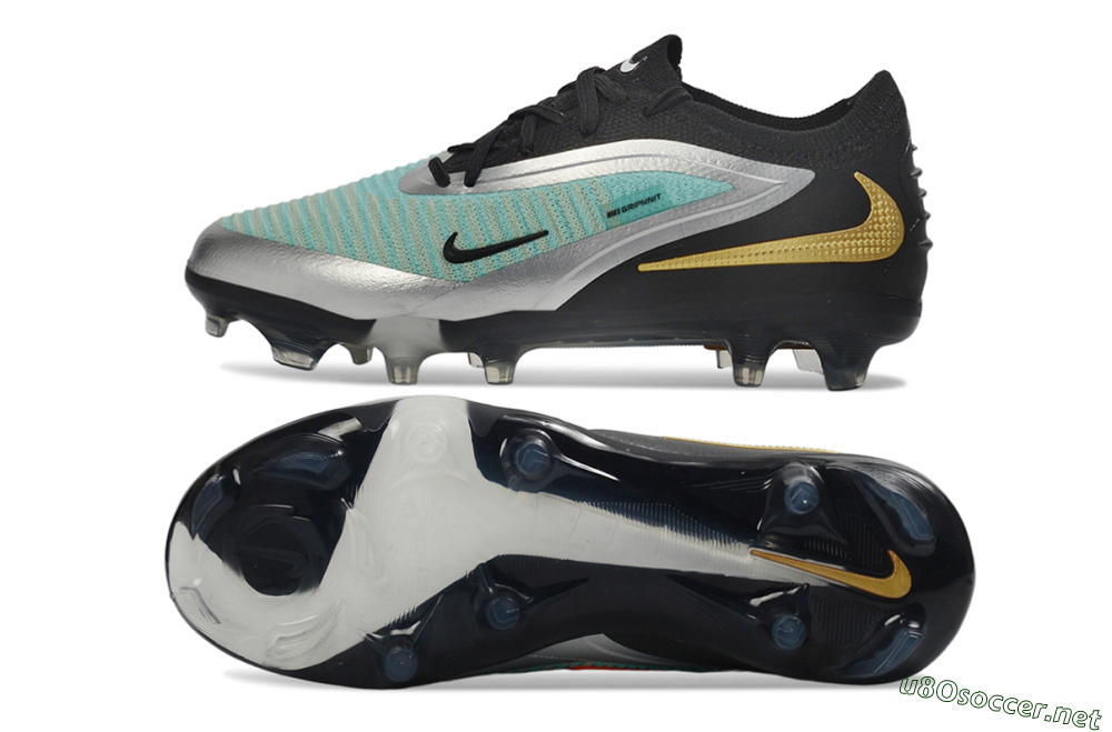 Men's Nike Phantom 6 Elite Low FG Football Boots - Aqua/Metallic Silver/Black 1