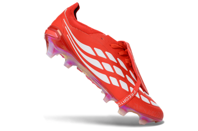 Men's Adidas Predator 26 Elite Fold-Over Tongue FG Football Boots - Red/Fiery Red/Metallic Silver