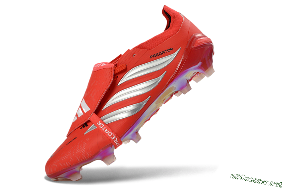 Men's Adidas Predator 26 Elite Fold-Over Tongue FG Football Boots - Red/Fiery Red/Metallic Silver 5