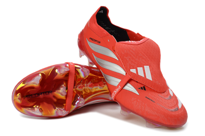 Men's Adidas Predator 26 Elite Fold-Over Tongue FG Football Boots - Red/Fiery Red/Metallic Silver