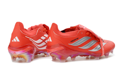 Men's Adidas Predator 26 Elite Fold-Over Tongue FG Football Boots - Red/Fiery Red/Metallic Silver