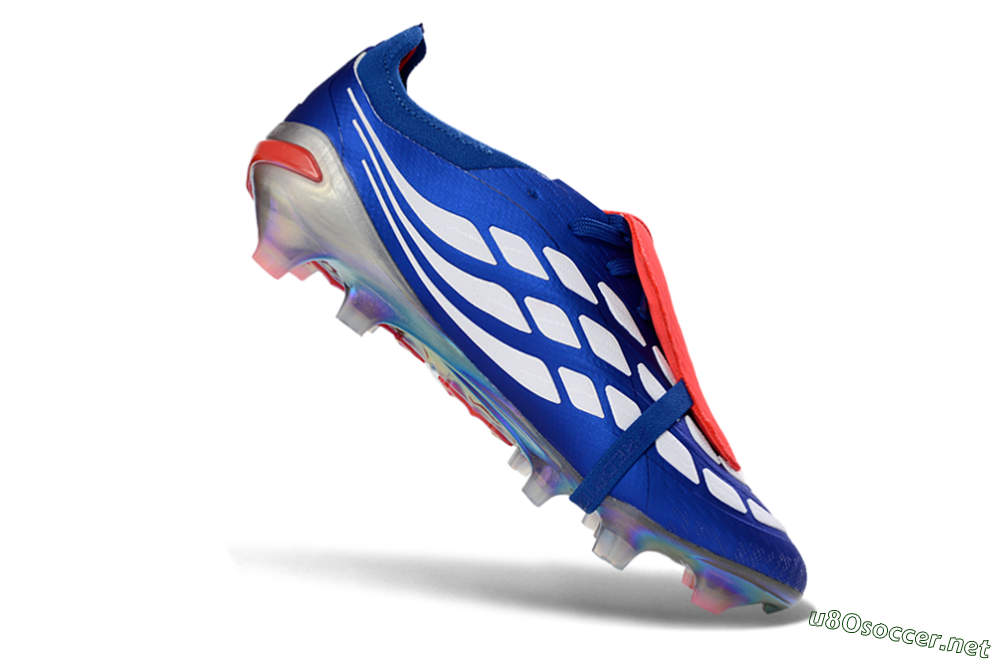 Men's Adidas Predator 26 Elite Fold-Over Tongue FG Football Boots - Blue/Fiery Red/Cool Silver 4