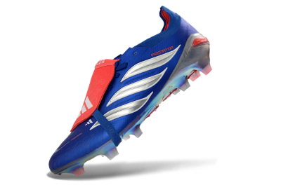 Men's Adidas Predator 26 Elite Fold-Over Tongue FG Football Boots - Blue/Fiery Red/Cool Silver