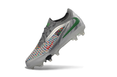 Kids Nike Phantom 6 Elite Low FG Football Boots - Silver/Electric Green/Colorful Pattern