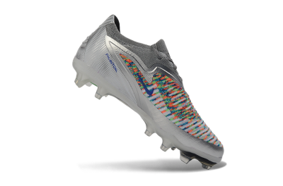 Kids Nike Phantom 6 Elite Low FG Football Boots - Silver/Electric Green/Colorful Pattern