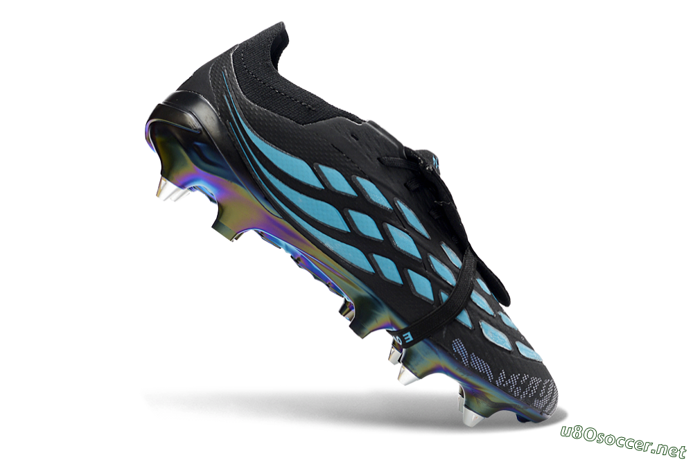 Men's Adidas Predator 26 Elite Fold-Over Tongue SG Football Boots - Black/Iridescent Blue/Metallic Green 4